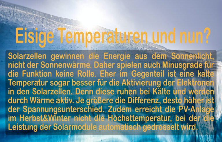 Kalte Temperaturen beeinflussen die Funktion von Solarmodulen nicht