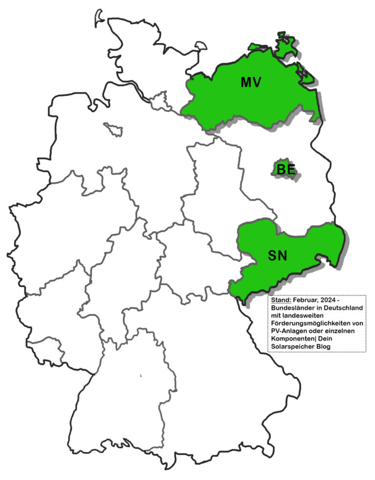 Auf landesweiter Ebene gibt es bei diesen Bundesländern eine Photovoltaik Förderung 2024.