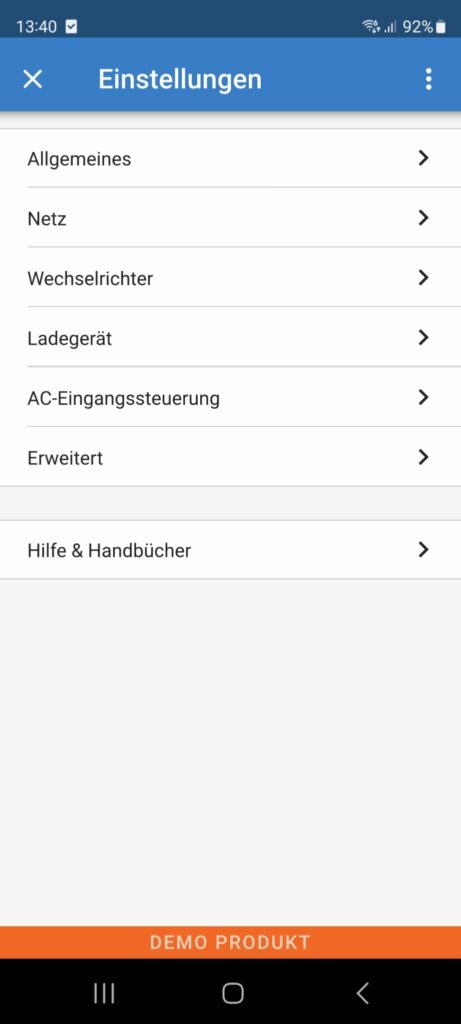 Victron Connect App Einstellungen